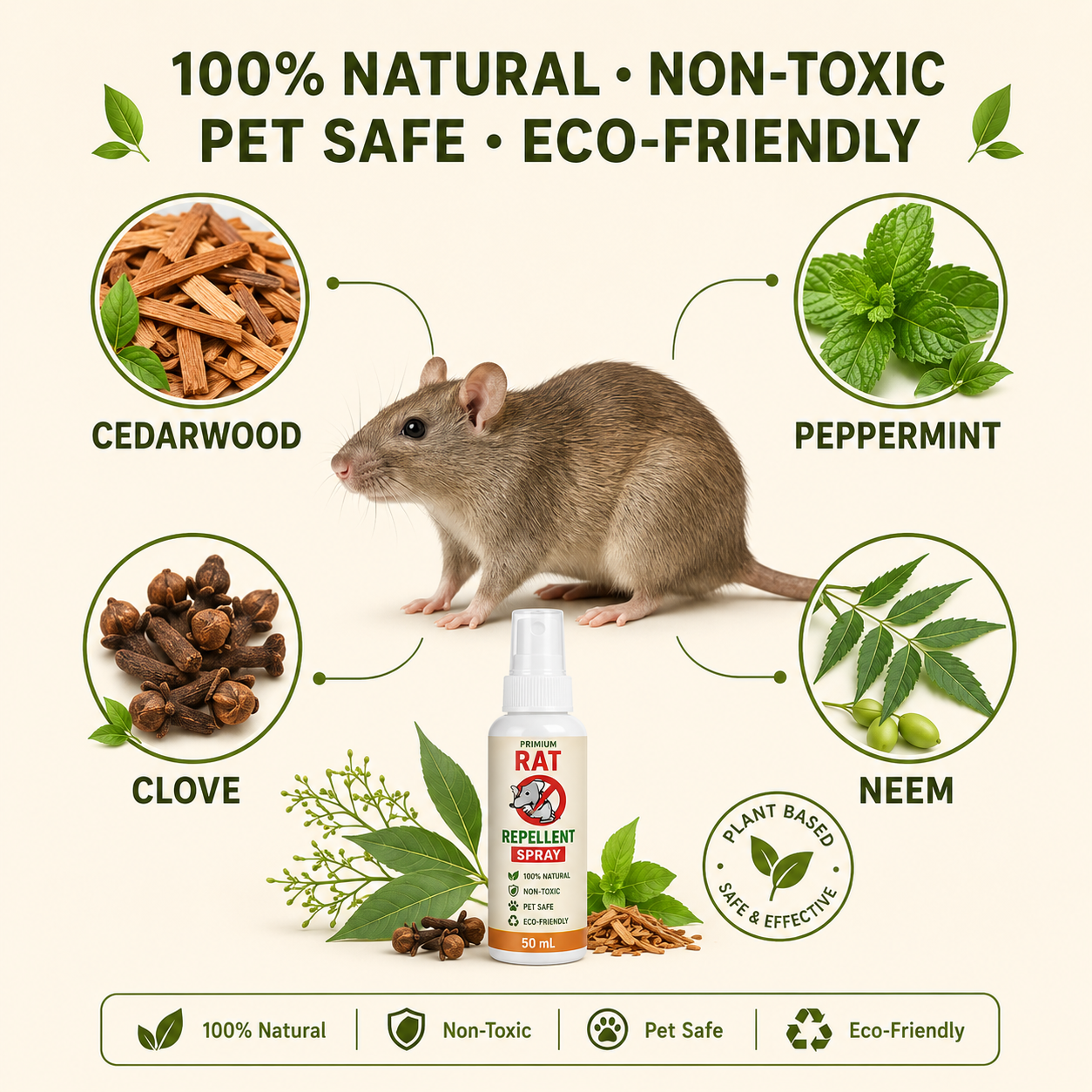 Rat Repellent Spray 50ML Buy 1 Get 2 Free